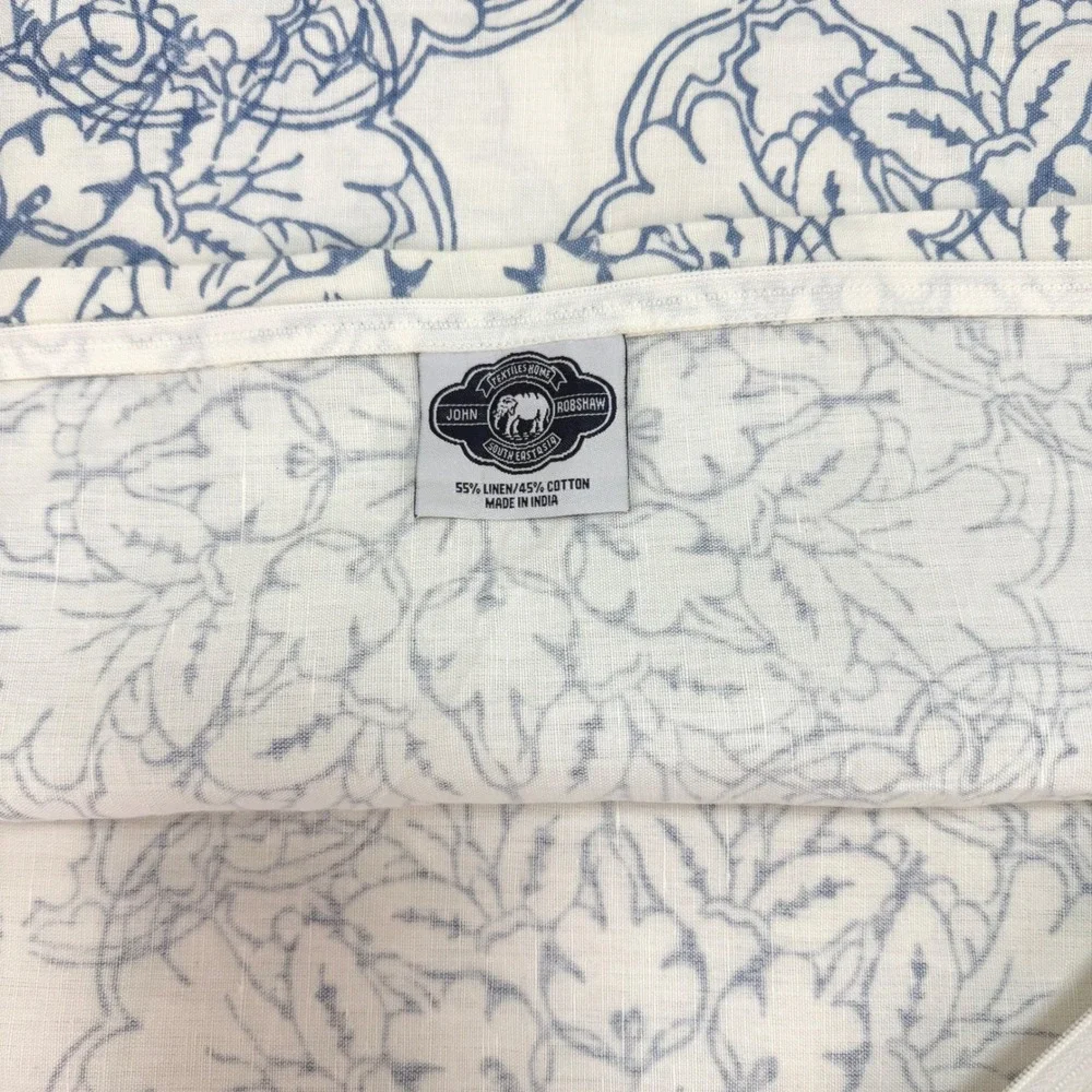 John Robshaw Linen Blend Euro Sham 26x26 Blue Medallion Mandala Zip Pillow Cover